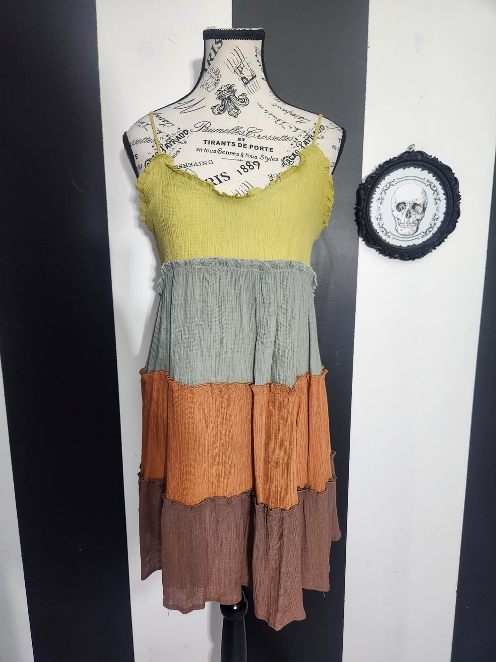 Hippie Grunge Mini Dress with Adjustable Spaghetti Straps